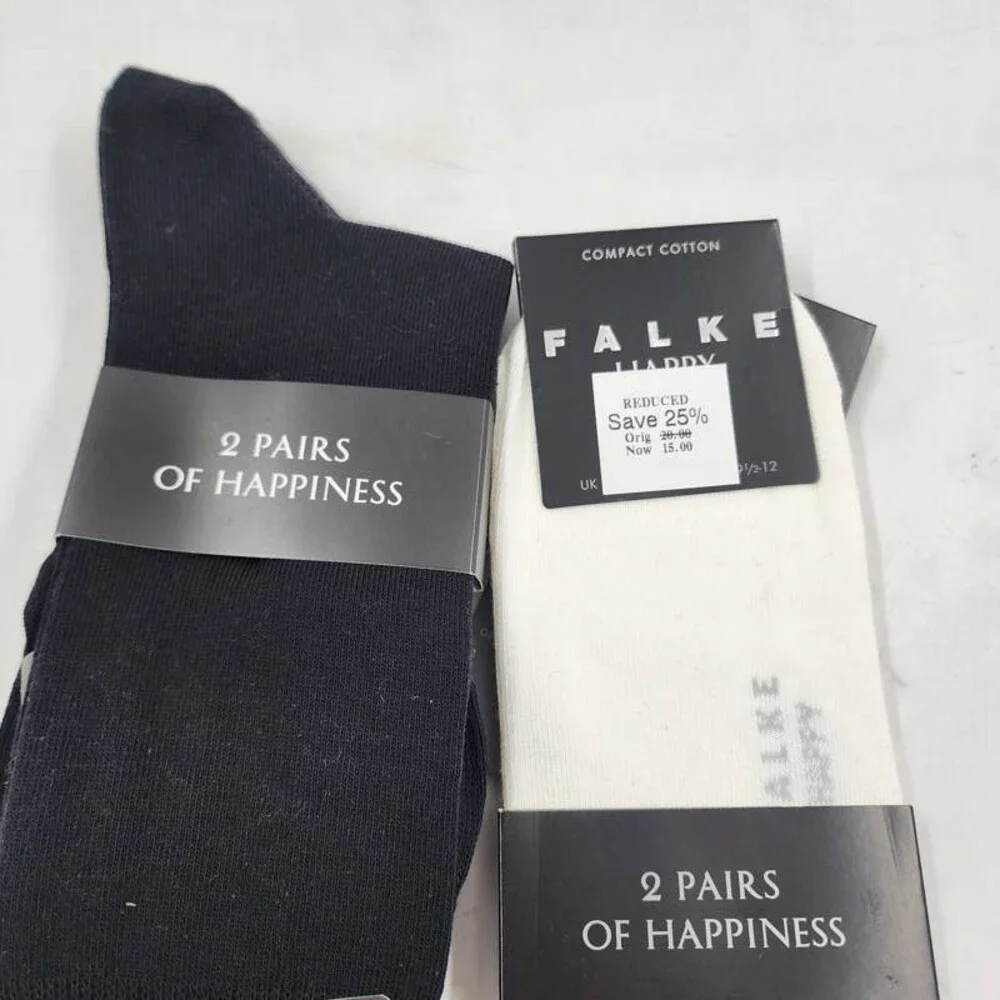Falke 4 Pairs Happy Sneaker/Crew Socks Men's US 9.5-12/EU 43-46 Black/White